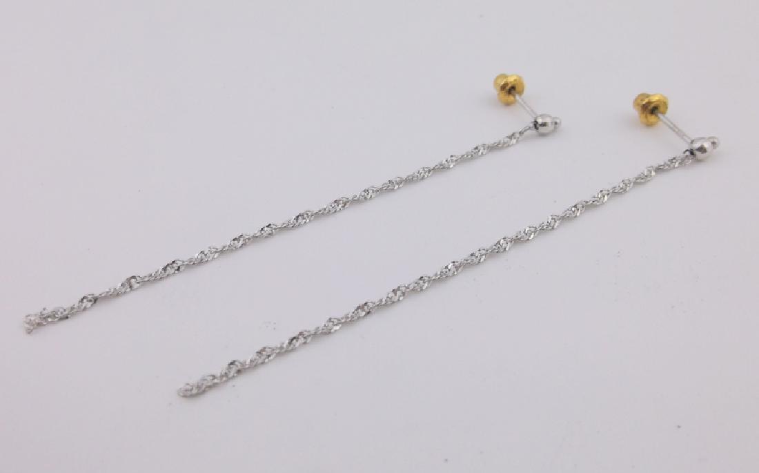 Stunning 14kt White Gold Chain Drop Earrings