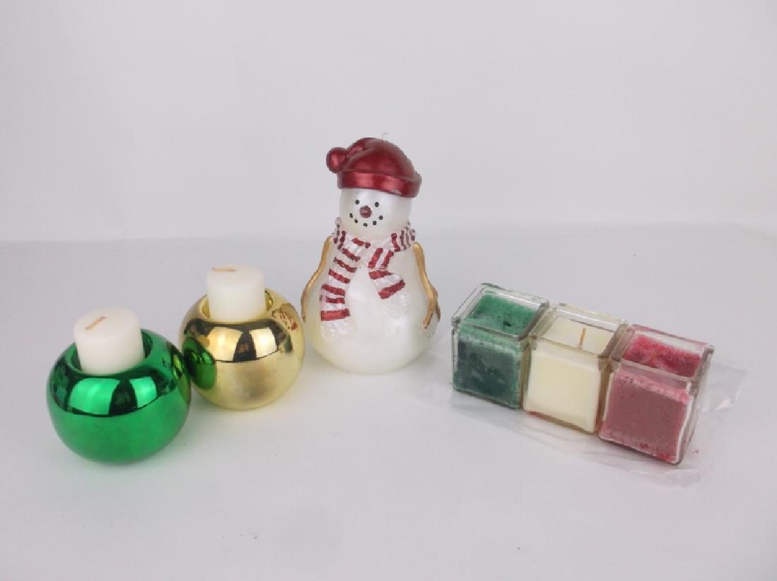 New Christmas Candle Set Snowman Etc: new in box