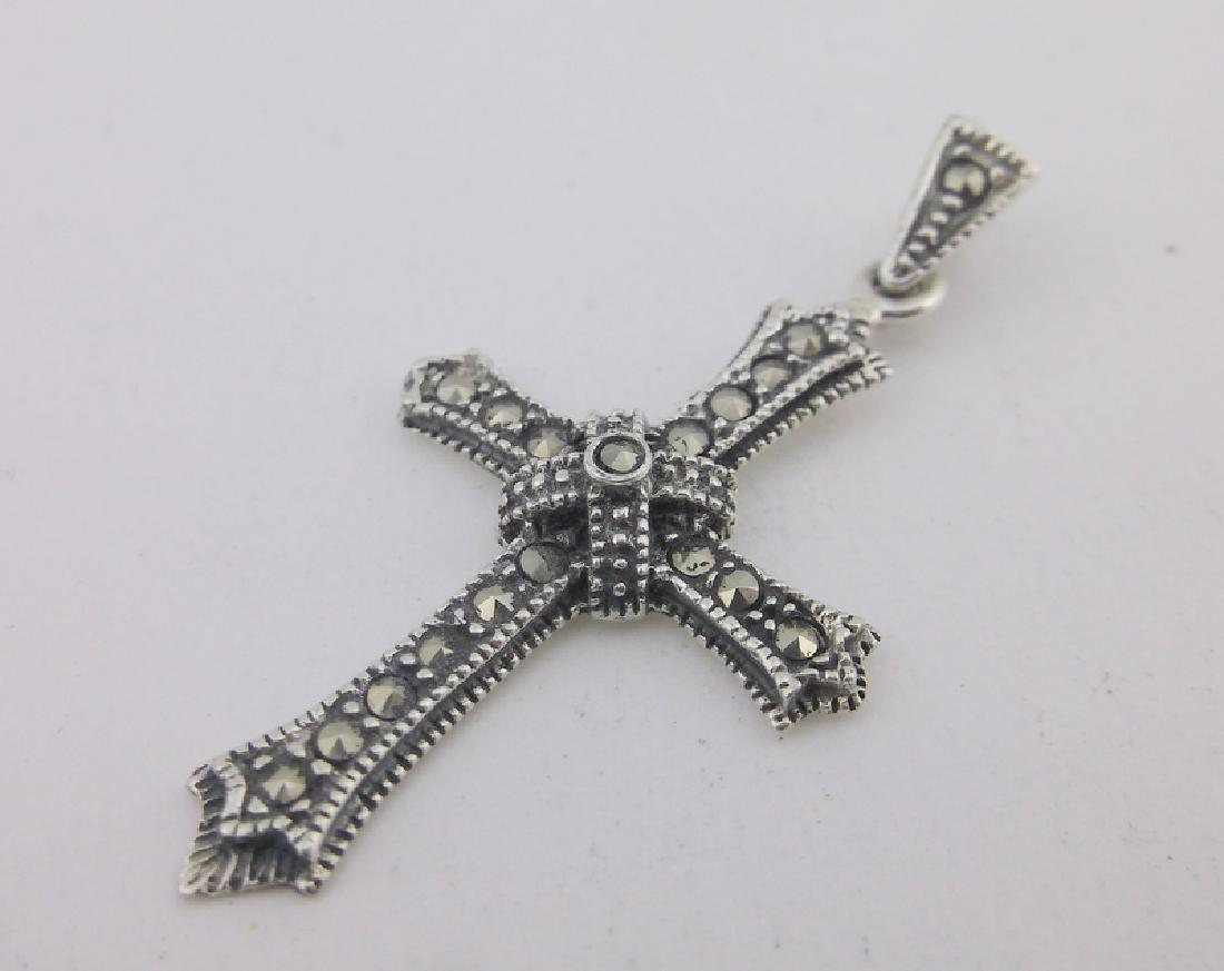 Stunning Sterling Silver Marcasite Cross Pendant: excellent condition