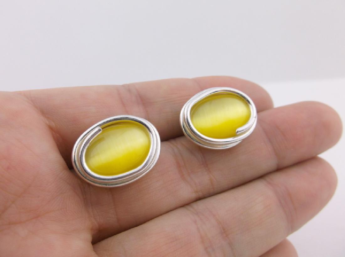 Stunning Heavy Sterling Silver Cat Eye Earrings Stud (1 of 2)