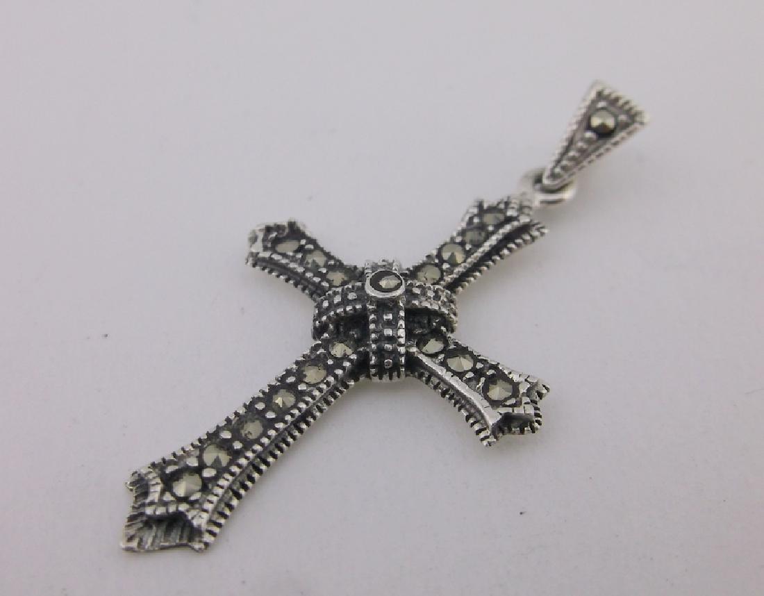 Stunning Sterling Silver Marcasite Cross Pendant: excellent condition