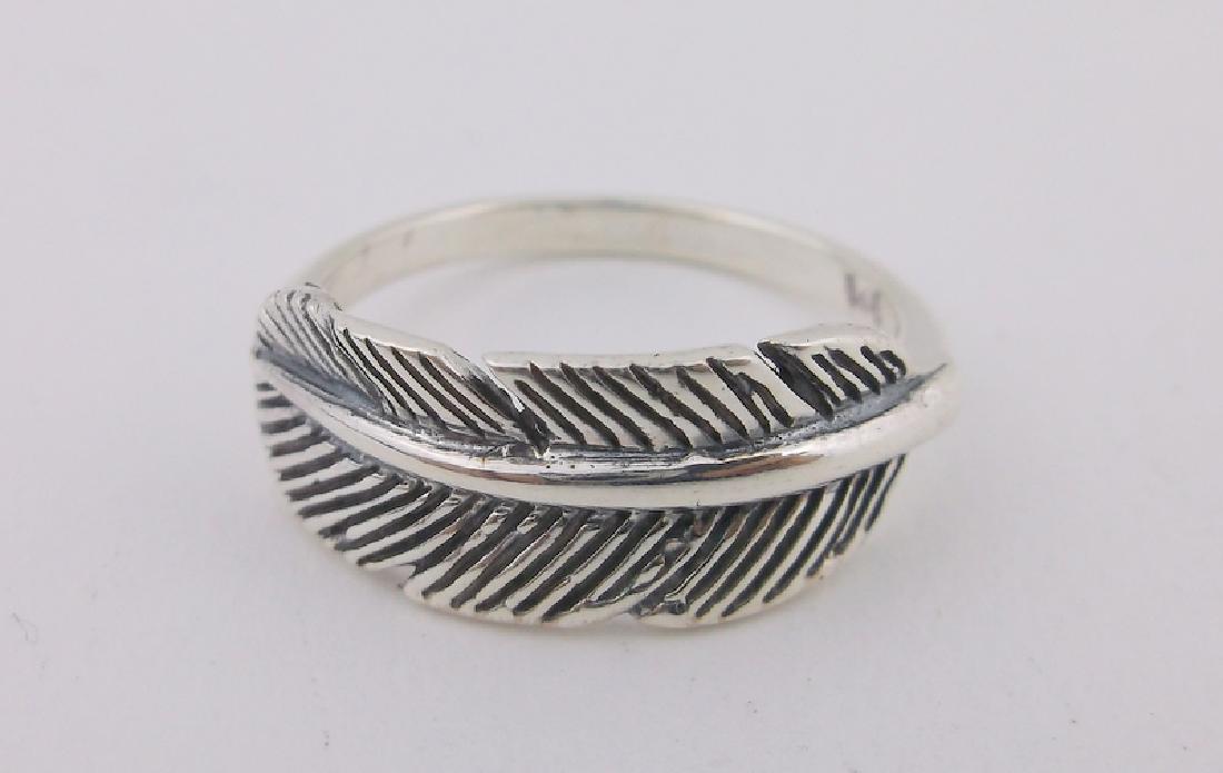 Stunning Sterling Silver Feather Ring 7 Thick (1 of 2)