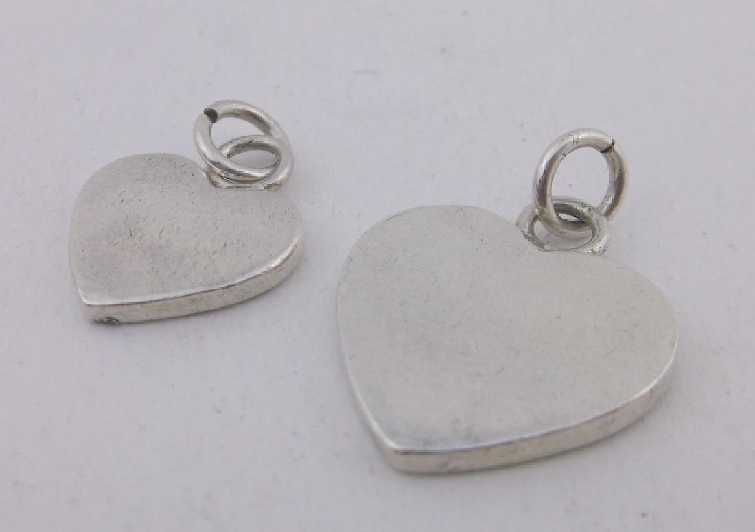 2 Heavy Sterling Silver Heart Pendants Thick: excellent condition