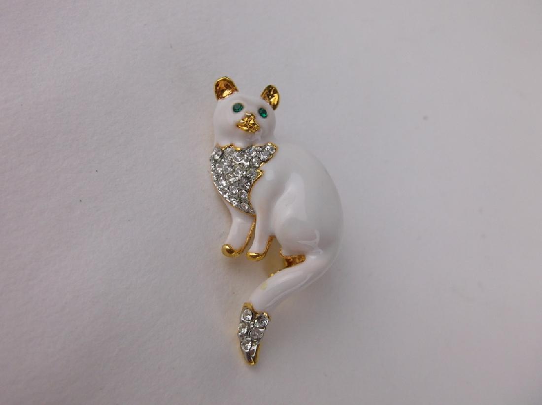 Stunning Enameled Rhinestone Cat Brooch (1 of 1)