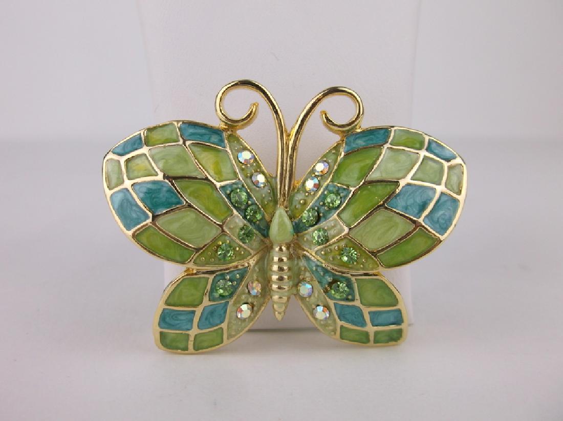 Stunning Large Enameled Rhinestone Butterfly Brooch (1 of 1)