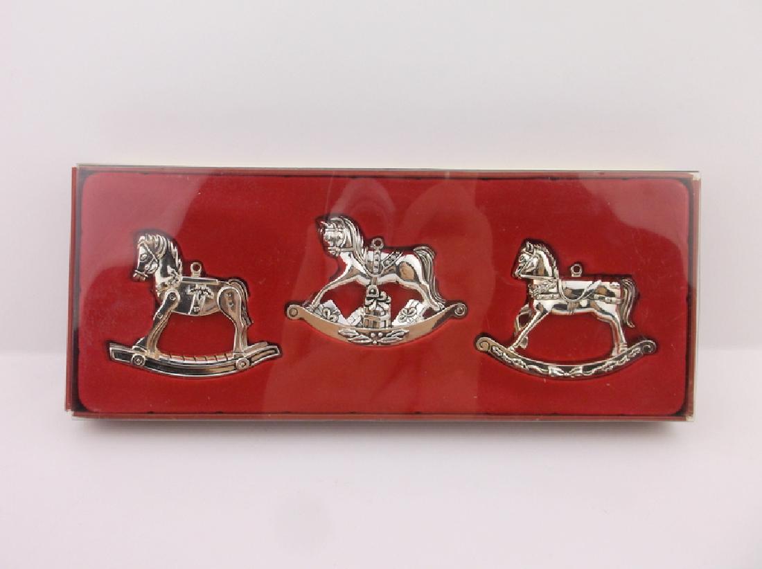 New Gorham Rocking Horse Christmas Ornaments: new in box silverplated ornaments
