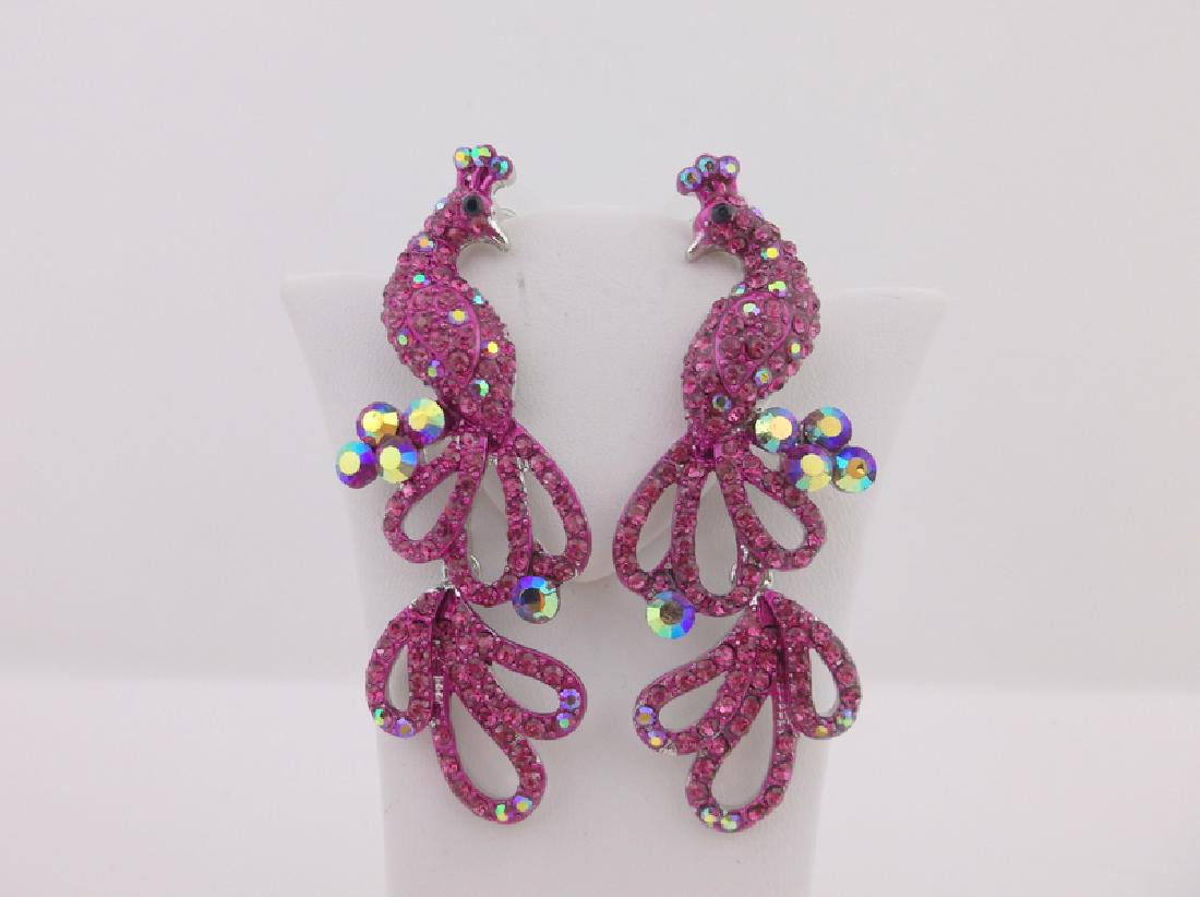 Stunning Large Rhinestone Peacock Earrings Large (1 of 2)
