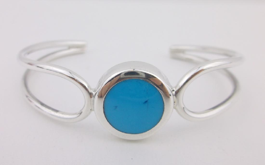Stunn Thick Sterling Silver Turquoise Cuff Bracelet (1 of 2)