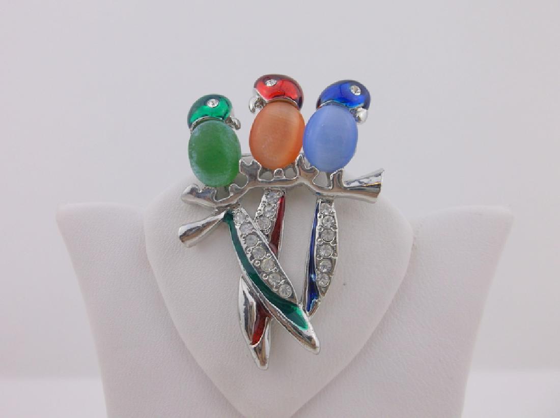 Stunning Enameled Gem Bird Brooch (1 of 1)