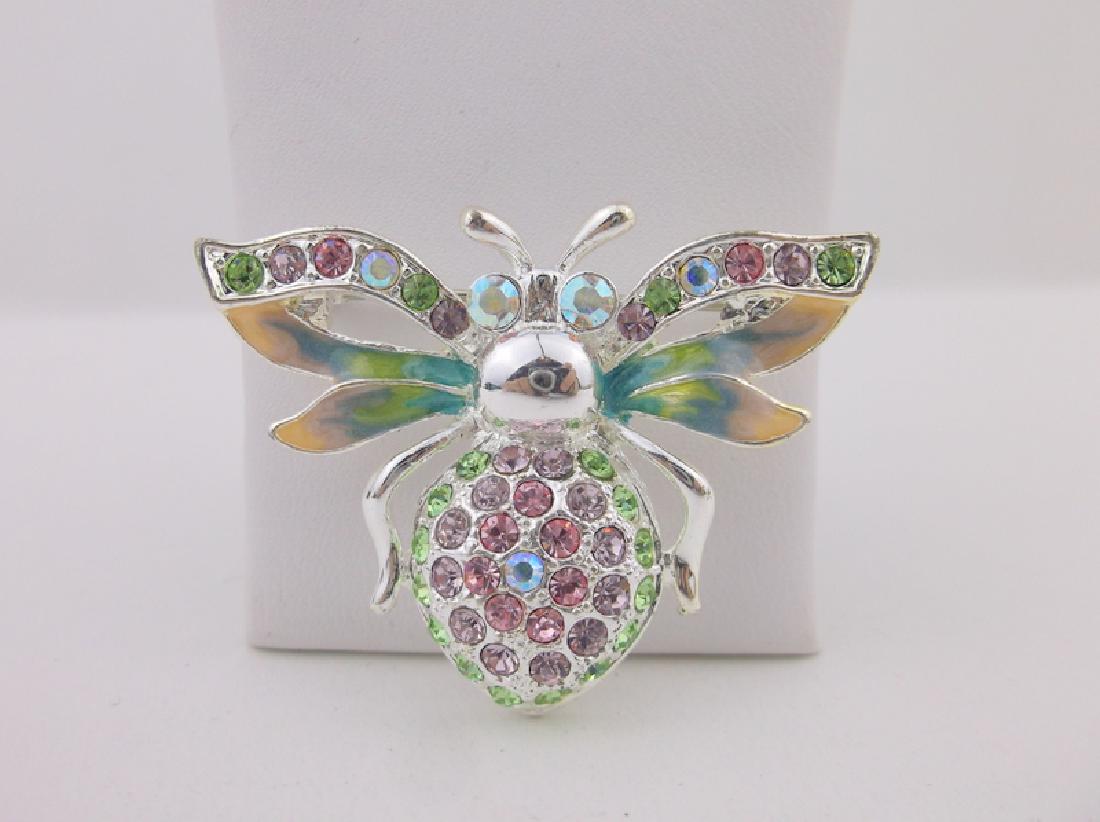 Stunning Enameled Rhinestone Insect Brooch (1 of 1)