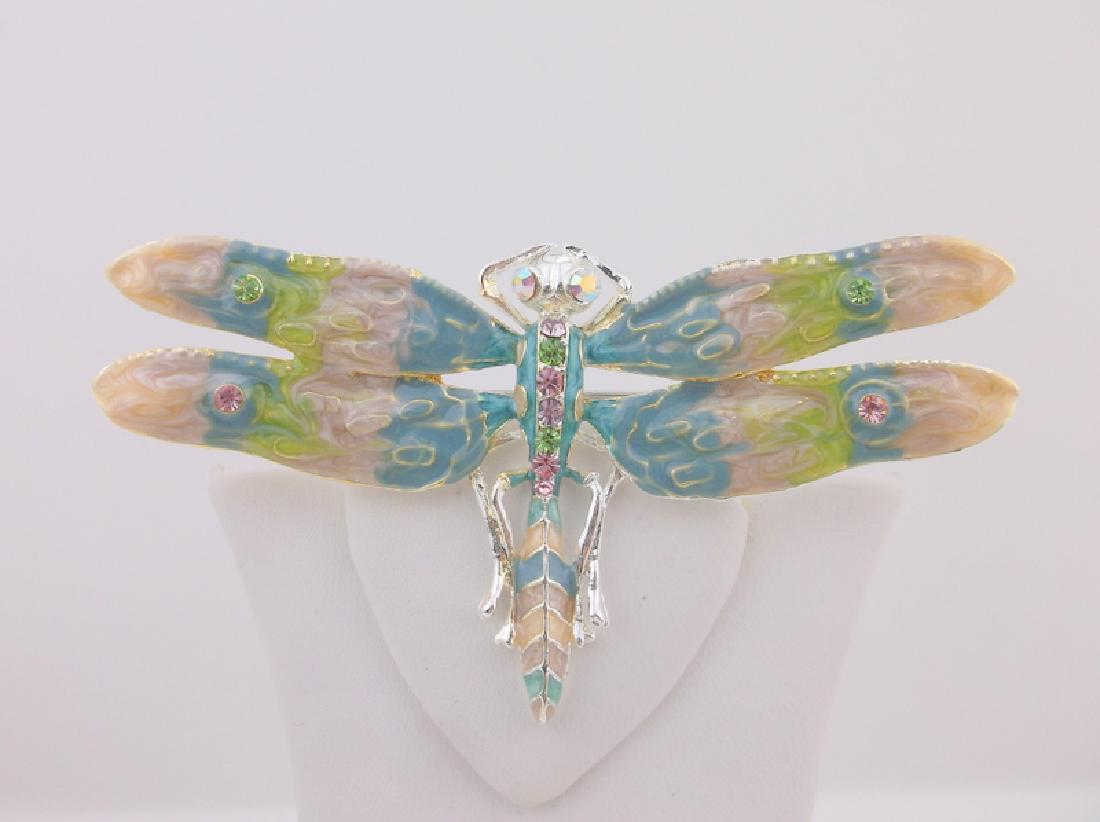 Incred Enameled Rhinestone Dragonfly Brooch Pend (1 of 1)