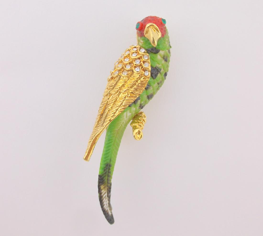 Incredible Rhinestone Parrot Brooch Large (1 of 3)