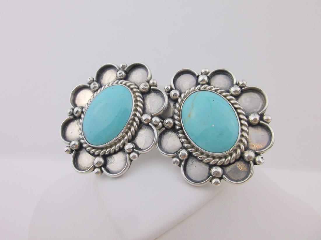 Stunning large Navajo Sterling Turquoise Earrings PP (1 of 3)