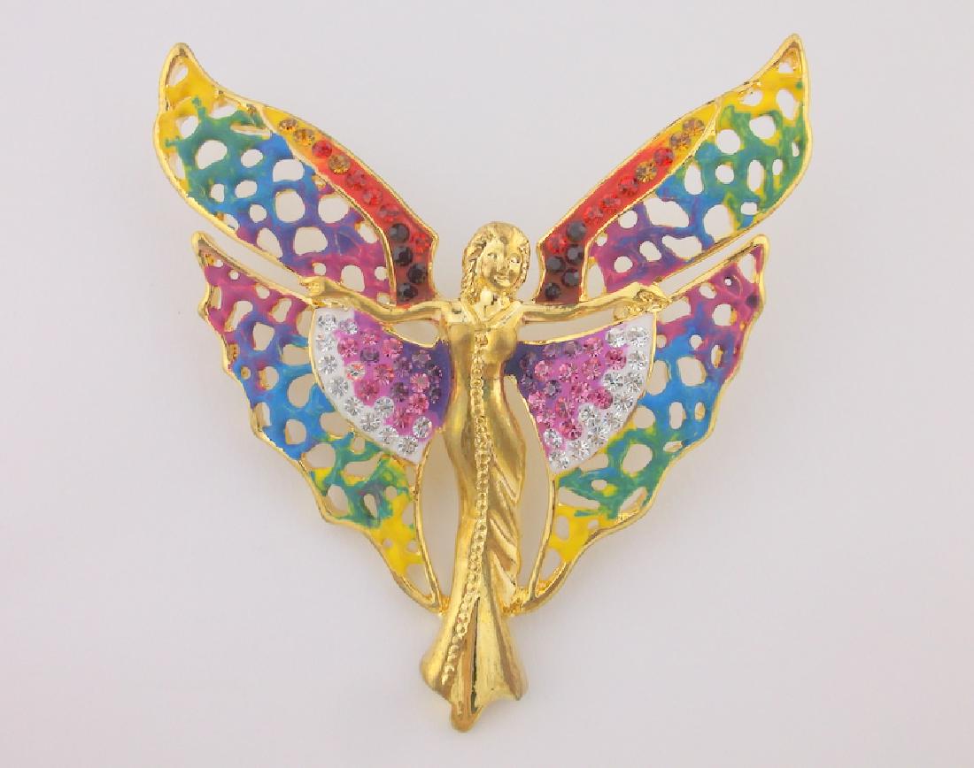 Enameled Rhinestone Fairy Brooch Large Incredible (1 of 3)
