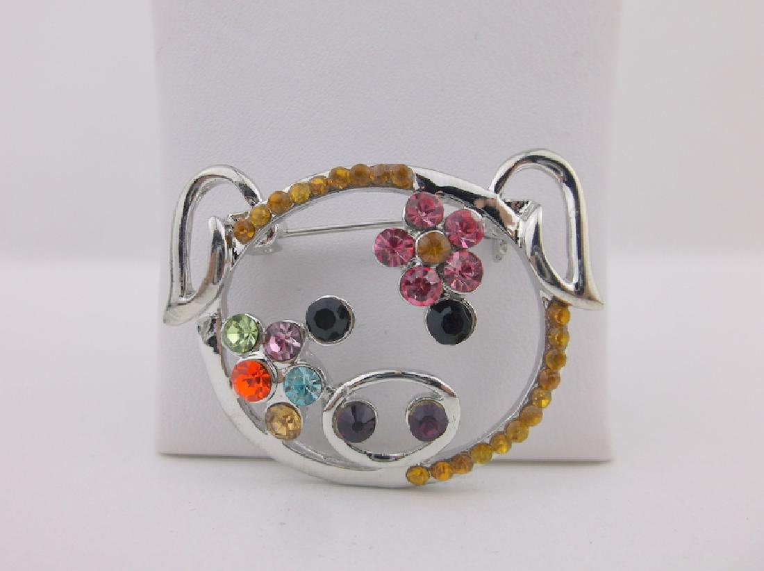 Stunning Rhinestone Pig Brooch: Like New