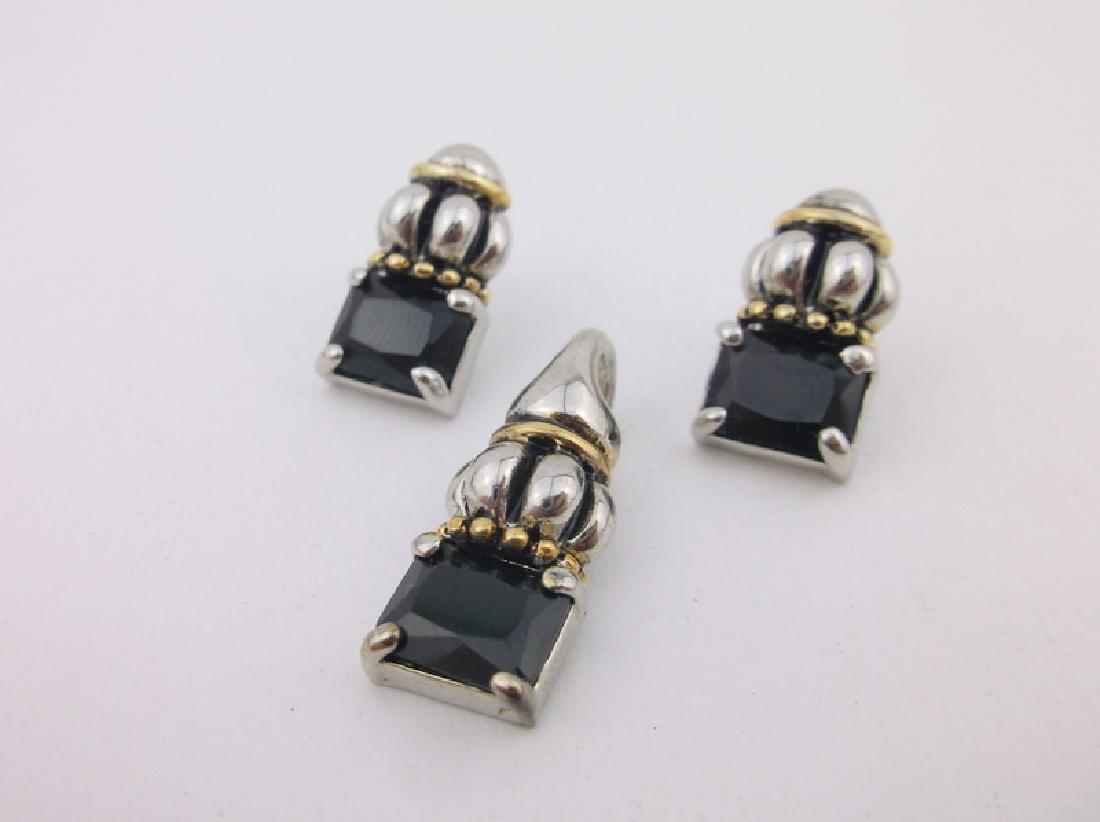 Stunning Pendant & Earrings Set Black Stone (1 of 1)