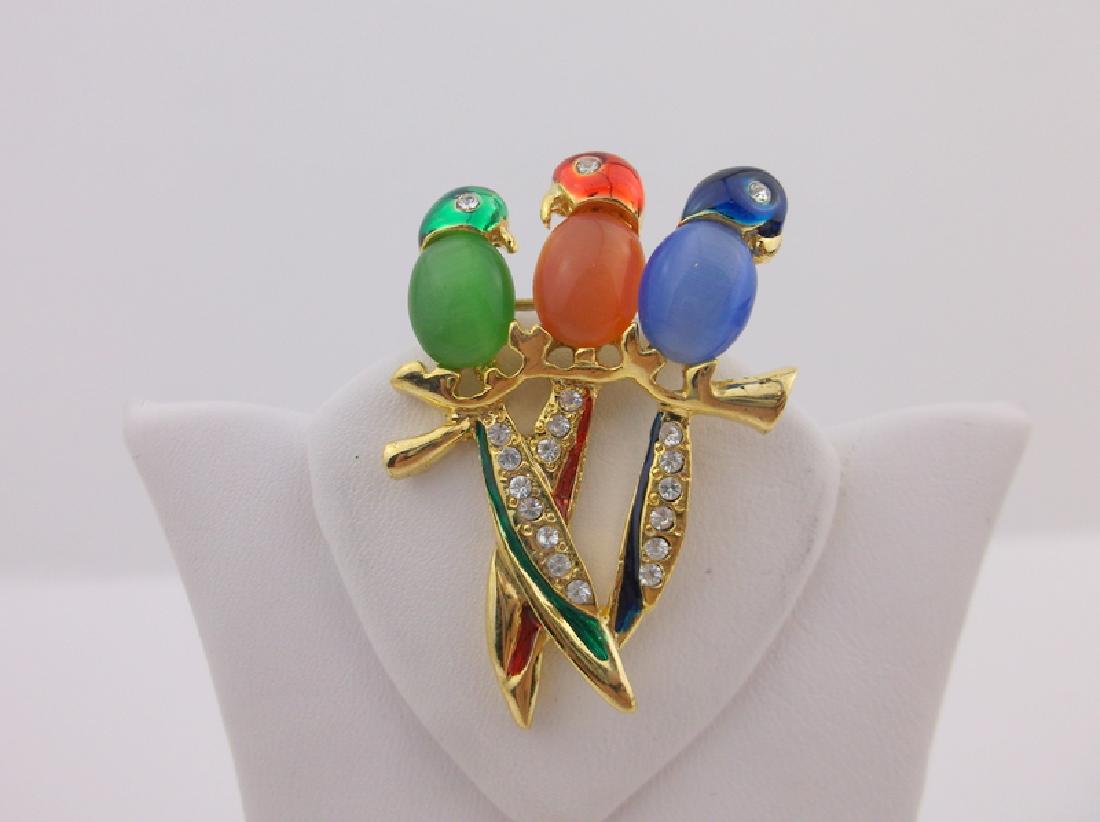 Stunning Enameled Gemstone Bird Brooch (1 of 1)
