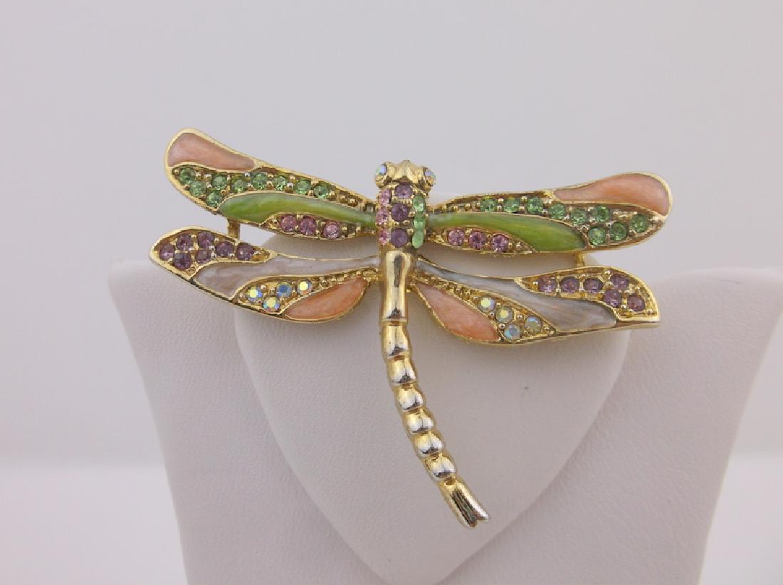 Stunning Enameled Rhinestone Dragonfly Brooch (1 of 1)