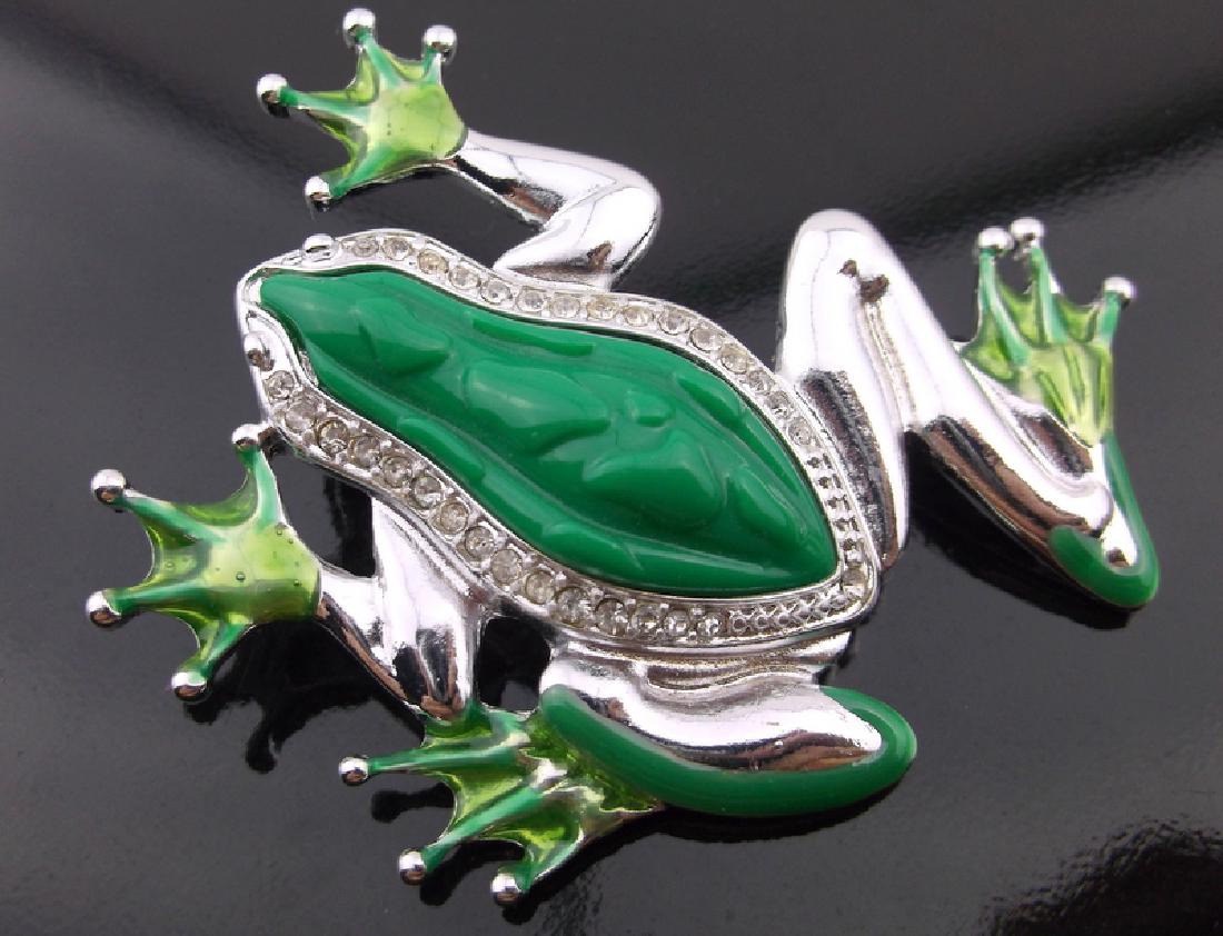 Large Enameled Rhinestone Tree Frog Pendant Stunning (1 of 2)