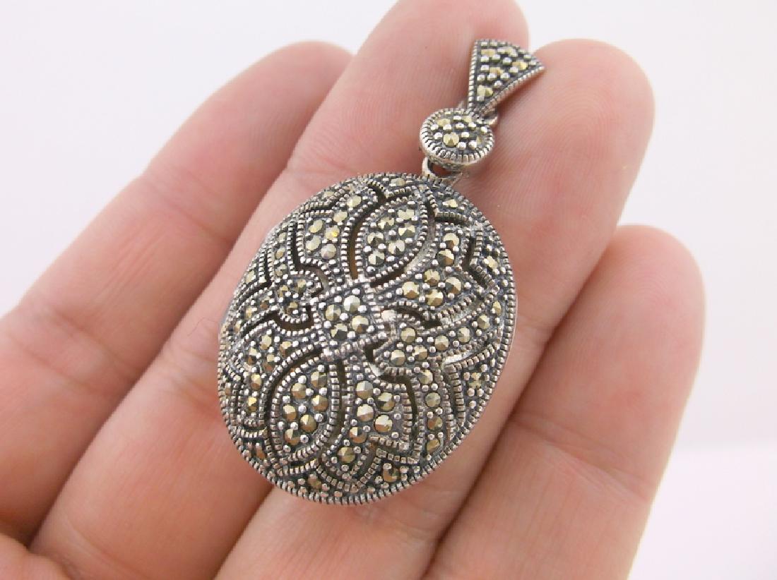 Stunning Large Sterling Marcasite Locket Pendant: Guaranteed Solid 925 Sterling Silver, in Excellent Condition