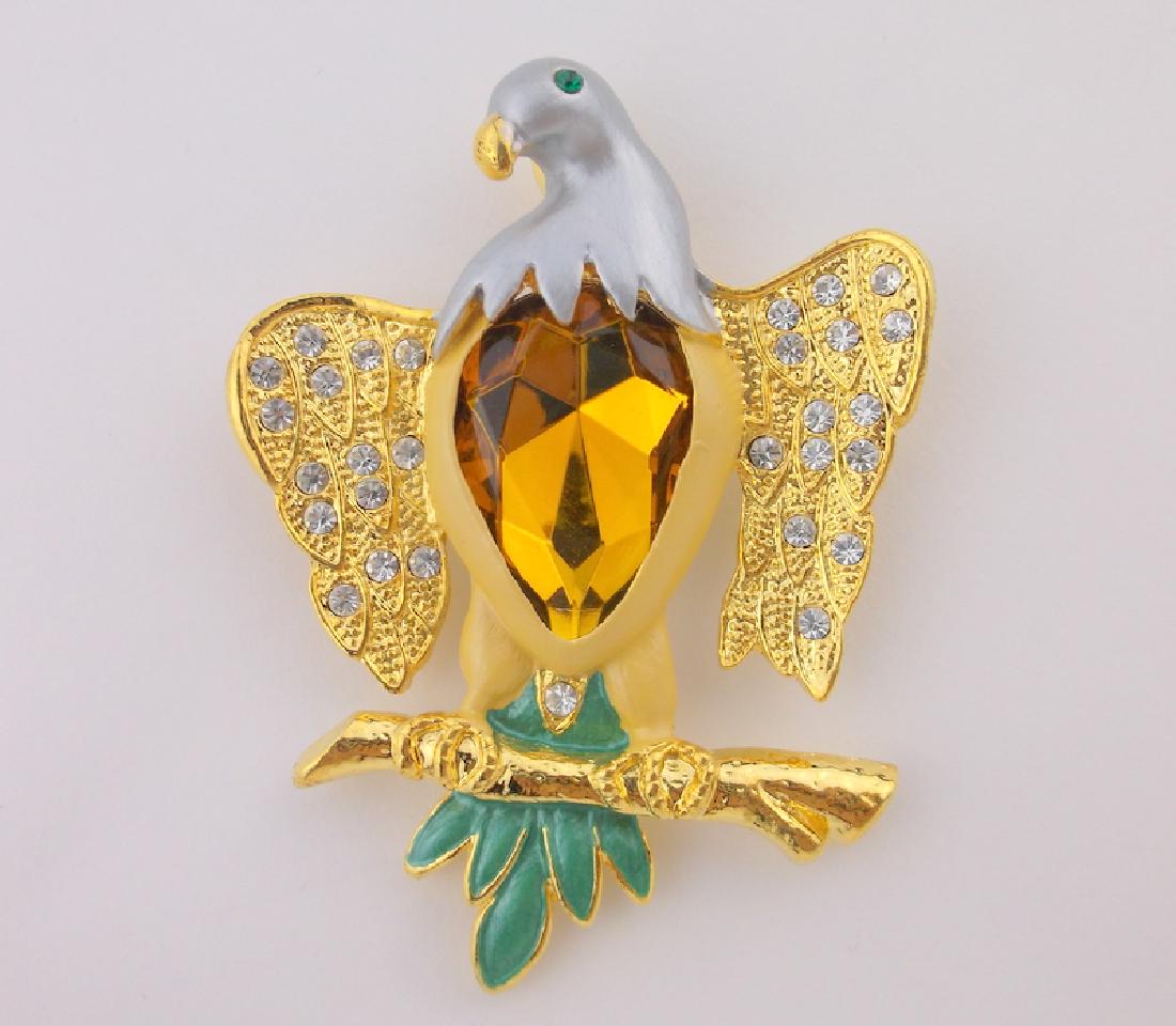 Stunning Enameled Rhinestone Eagle Brooch Large (1 of 2)
