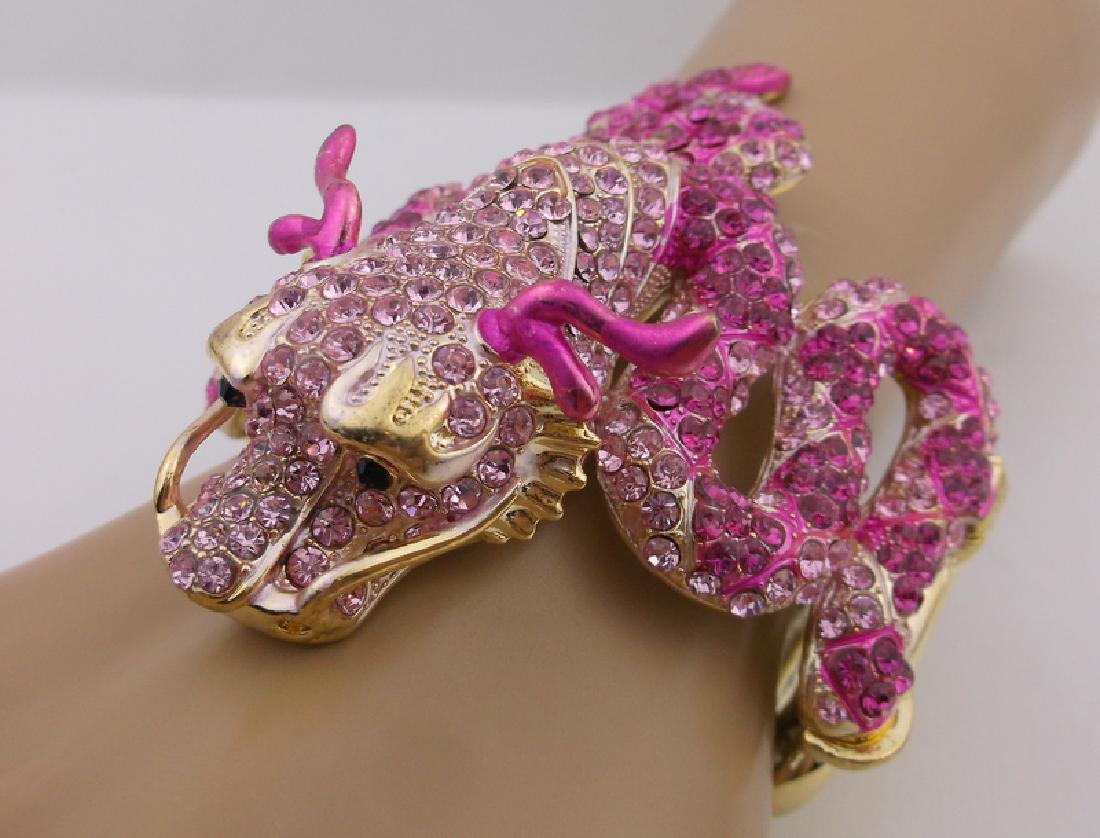 Huge Enameled Rhinestone Chinese Dragon Bracelet (1 of 5)