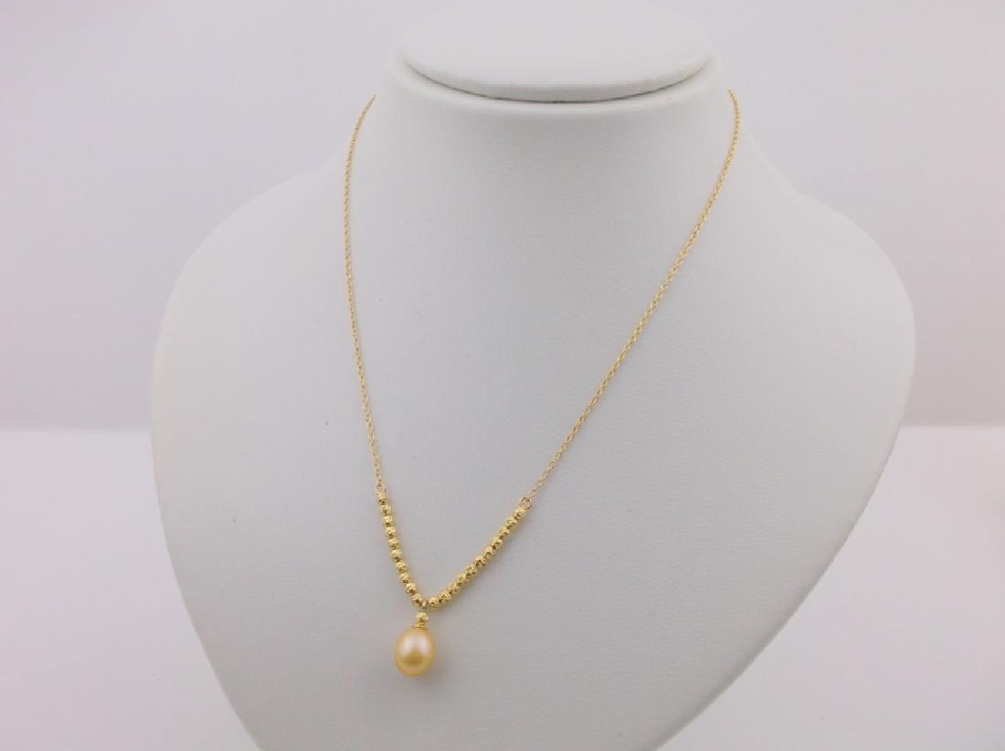 Gold Over Sterling Pearl Drop Necklace Stunning (1 of 3)