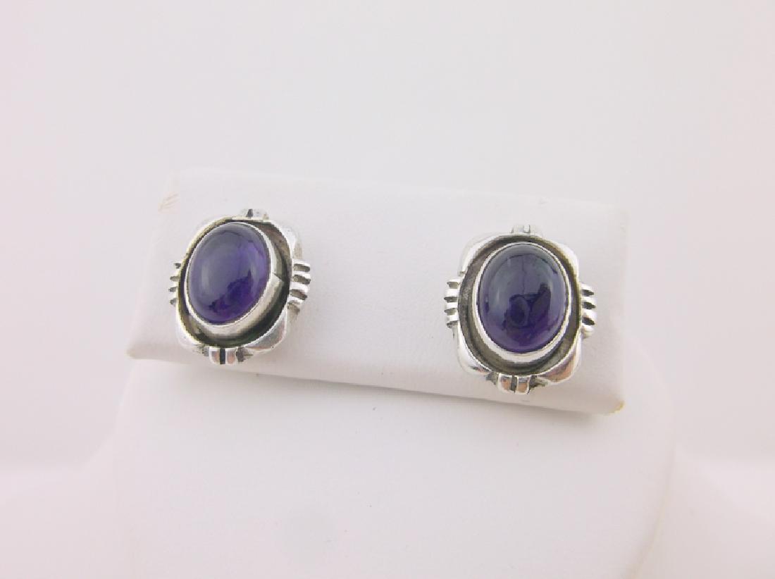 Virgil Marvina Dishta Sterling Amethyst Earrings Navajo (1 of 2)
