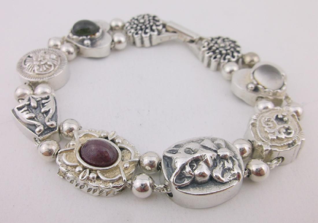 Antique Heavy Sterling Silver Cat Charm Bracelet (1 of 5)