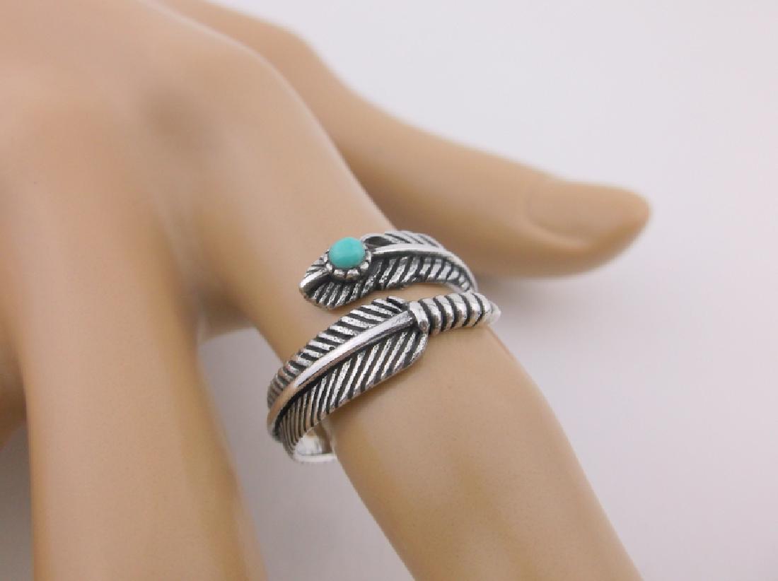 Stunning Sterling Turquoise Feather Wrap Ring 7 (1 of 2)