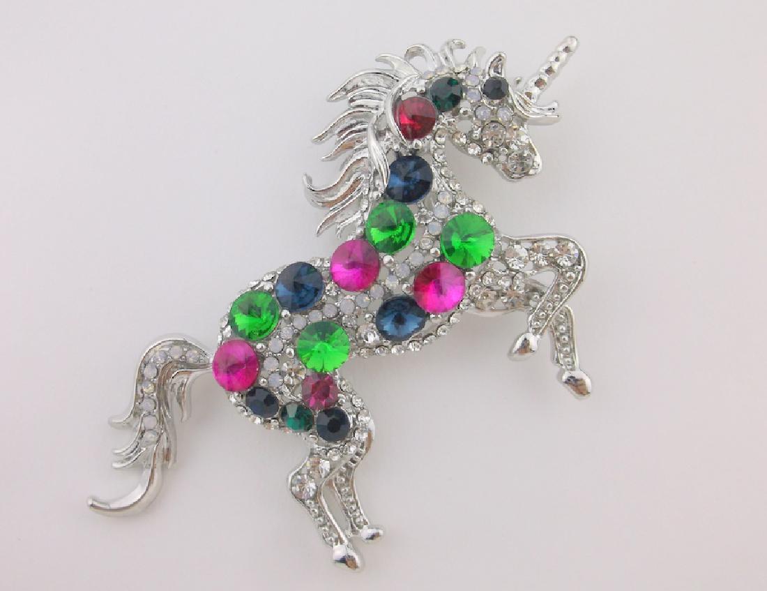 Incredible Rhinestone Unicorn Brooch Large (1 of 1)