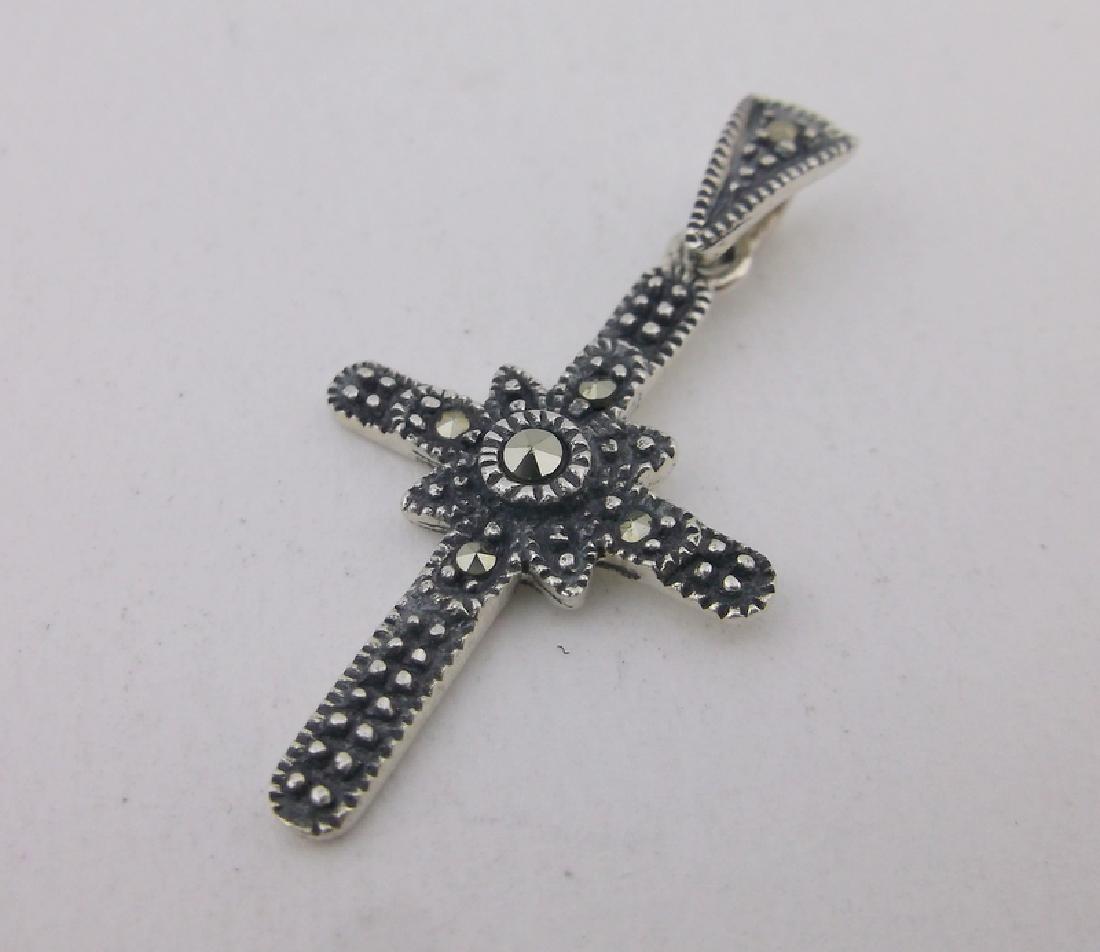 Stunning Sterling Marcasite Cross Pendant: Guaranteed Solid 925 Sterling Silver, in Excellent Condition