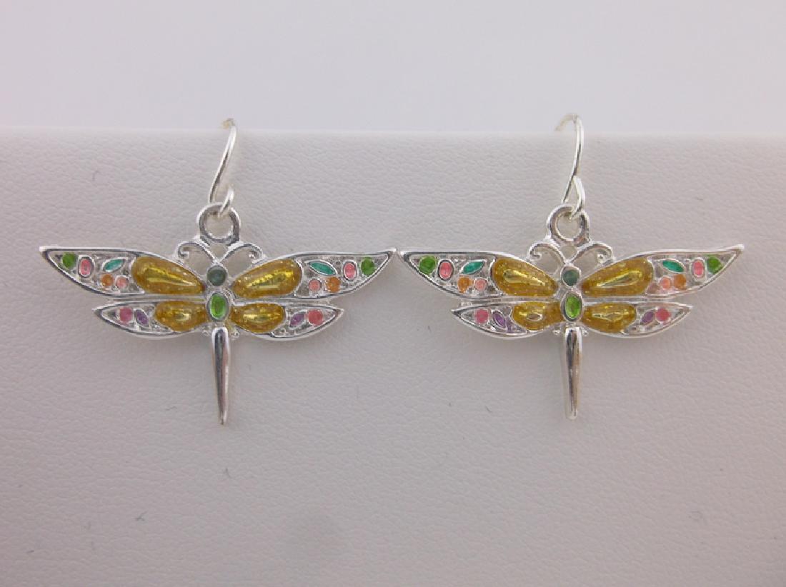 Stunning Enameled Rhinestone Dragonfly Earrings (1 of 2)