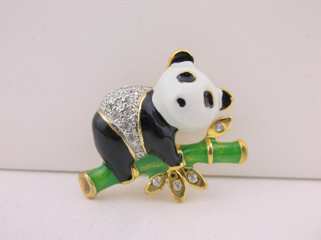 Stunning Enameled Rhinestone Panda Bear Brooch (1 of 1)