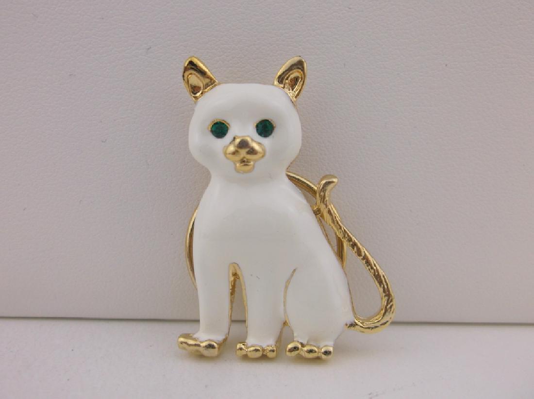 Stunning Enameled Rhinestone Cat Brooch (1 of 1)