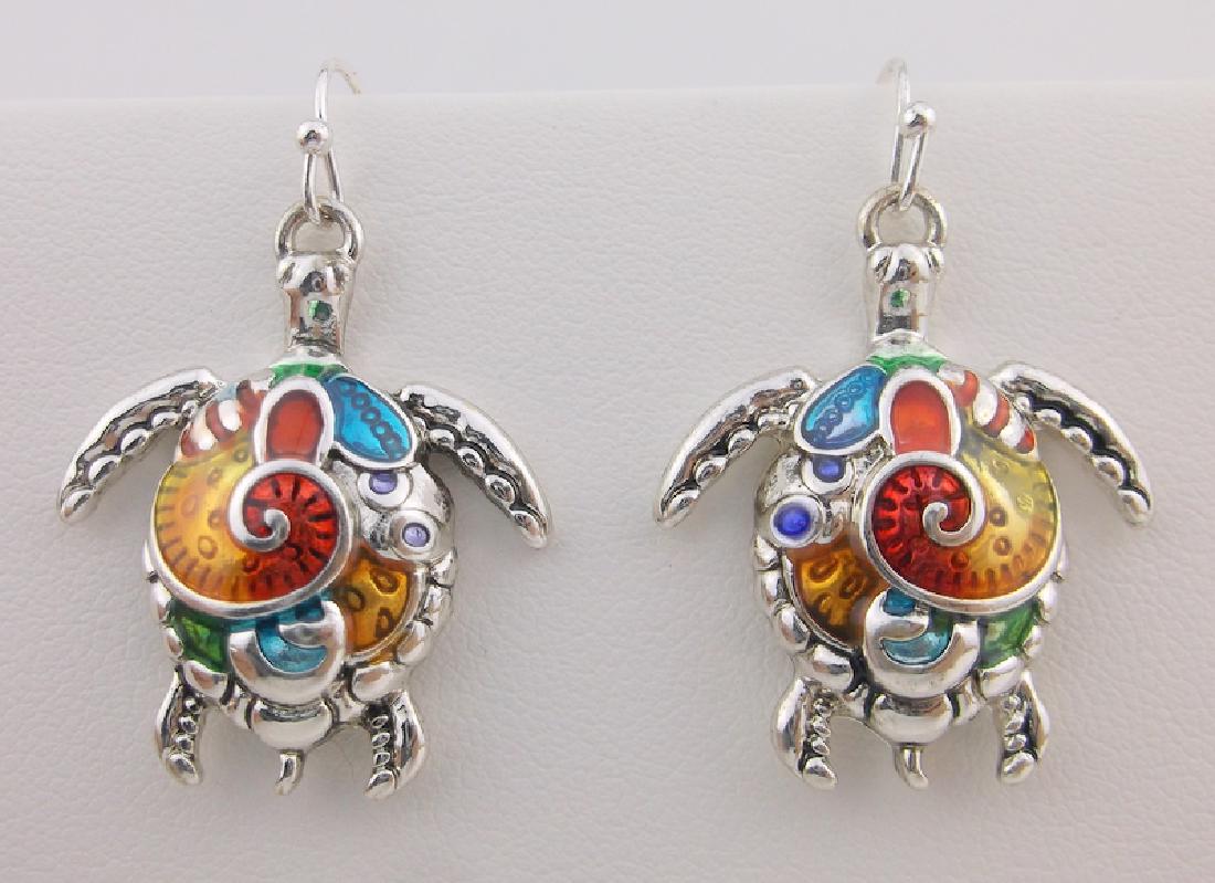Stunning Enameled Turtle Earrings (1 of 1)