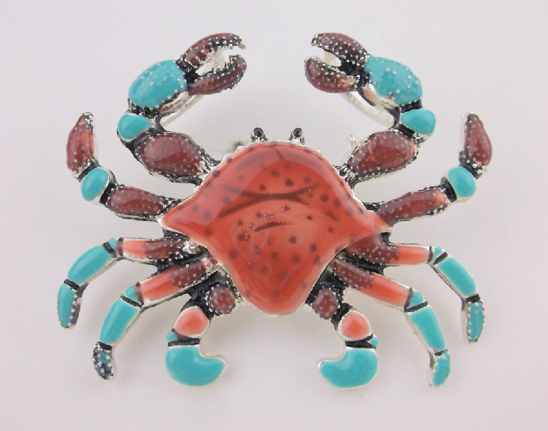 Stunning Large Enameled Crab Brooch Pendant (1 of 1)
