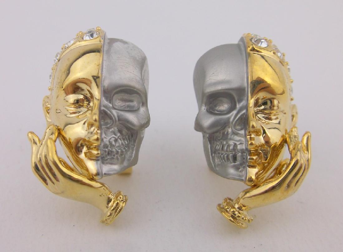 Incredible Half Skull & Face Stud Earrings Large (1 of 3)