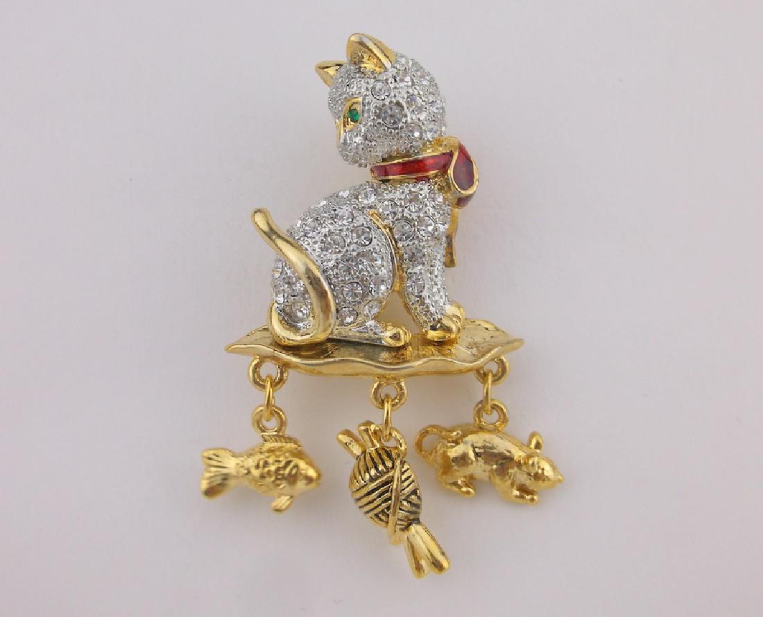 Stunning Enameled Rhinestone Cat Brooch (1 of 3)