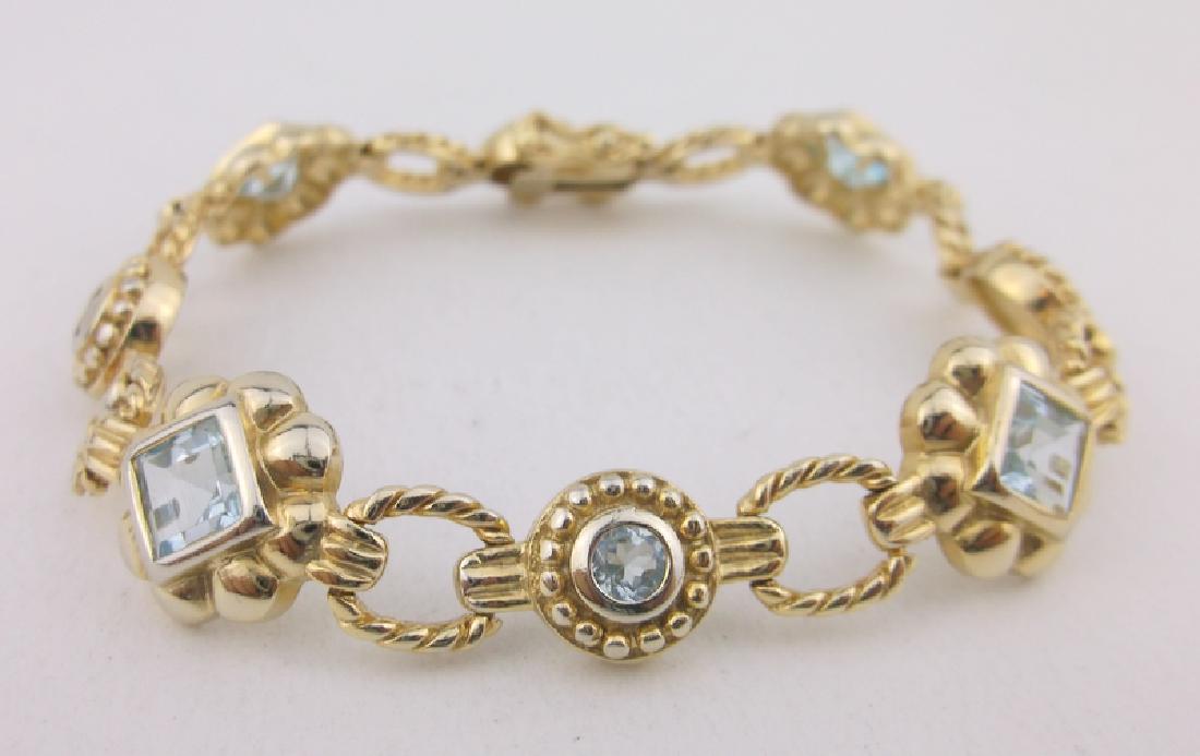 Stunning Gold over Sterling Blue Topaz Bracelet 7.5" (1 of 2)