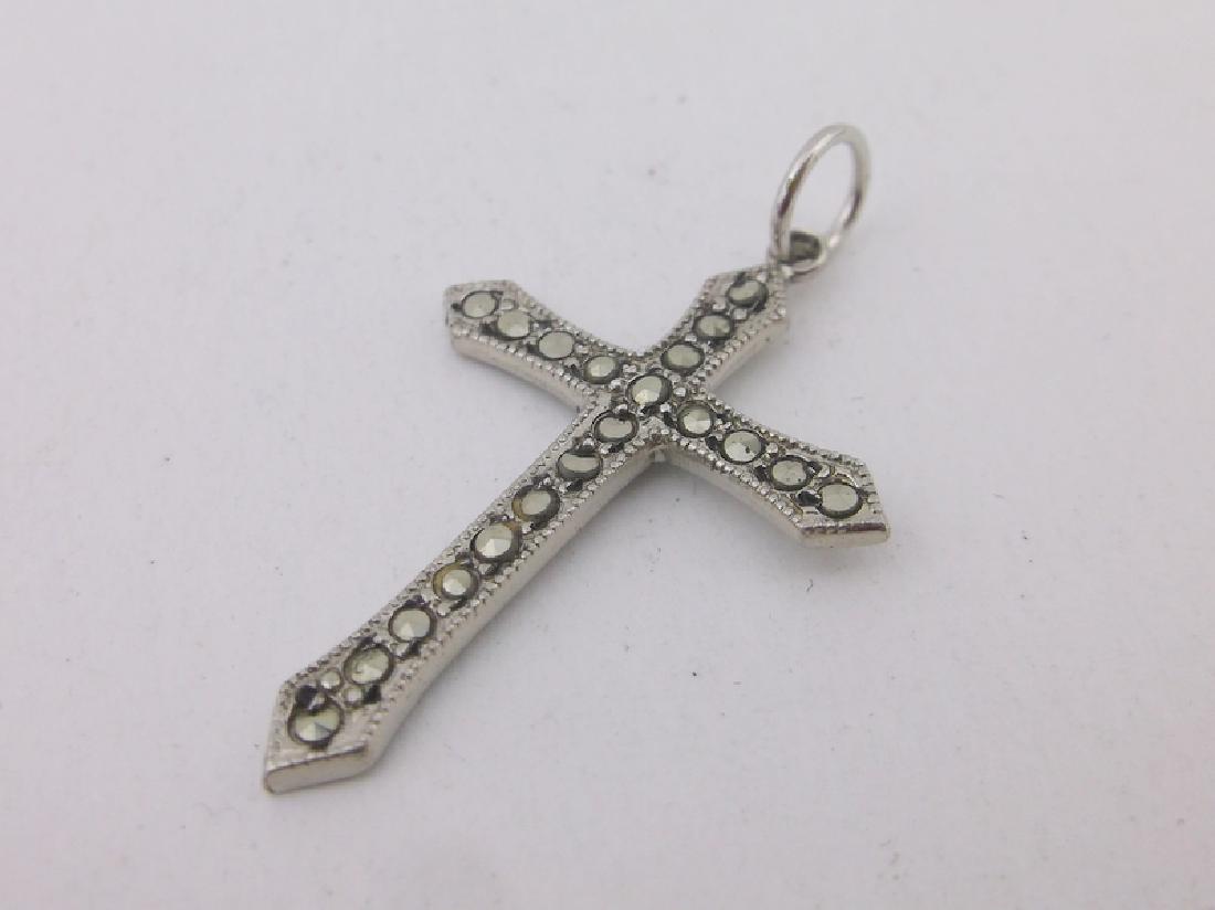 Stunning Sterling Silver Marcasite Cross Pendant: Guaranteed Solid 925 Sterling Silver, in Excellent Condition