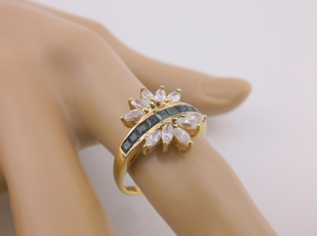 Stunning Gold Over Sterling Blue Spinel Ring 8: Guaranteed Solid 925 Sterling Silver, in Excellent Condition