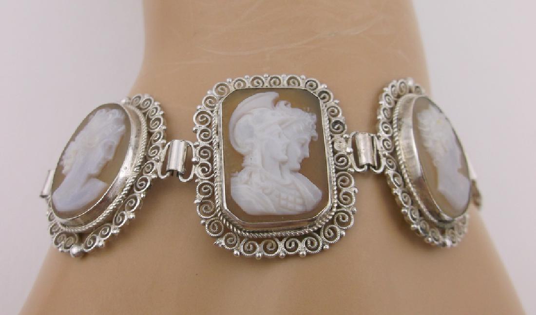 Stunning Antique Sterling Shell Cameo Bracelet: Stunning Antique Hand Carved Shell Cameo Solid Sterling Silver Bracelet in excellent condition, lovely