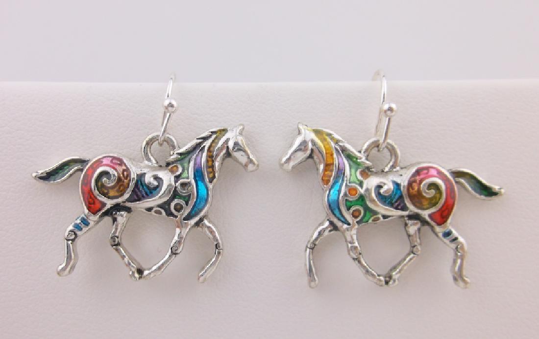 Stunning Enameled Horse Earrings (1 of 1)