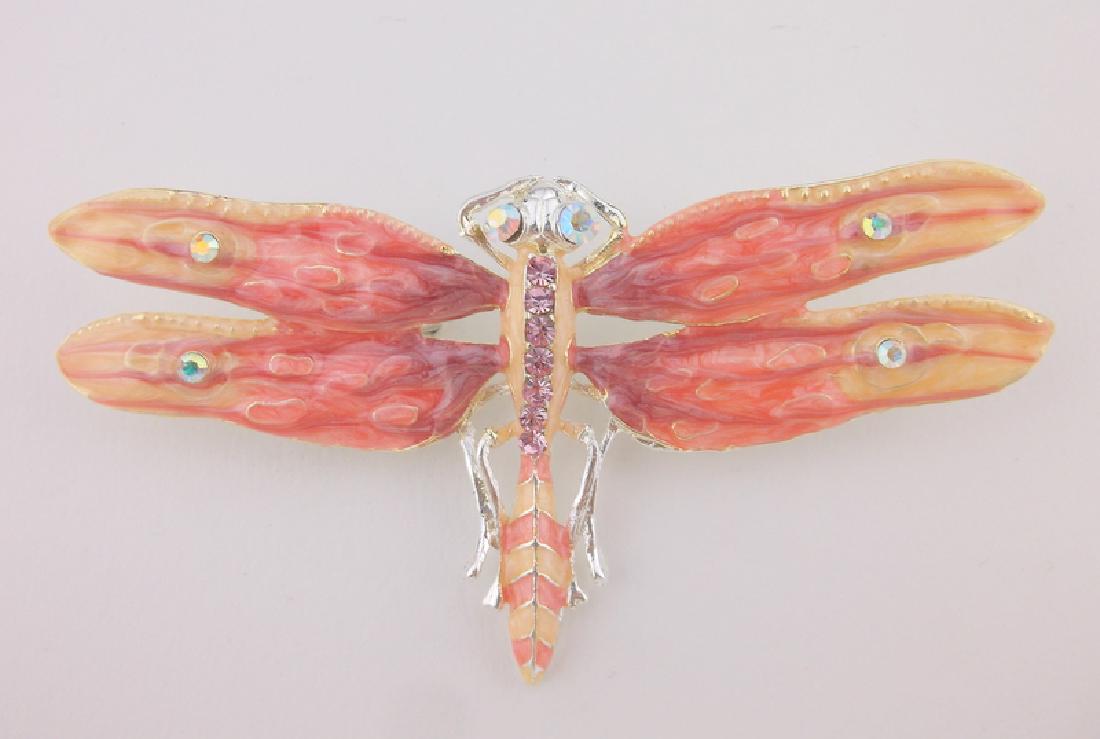Stunning Enameled Rhinestone Dragonfly Brooch (1 of 2)