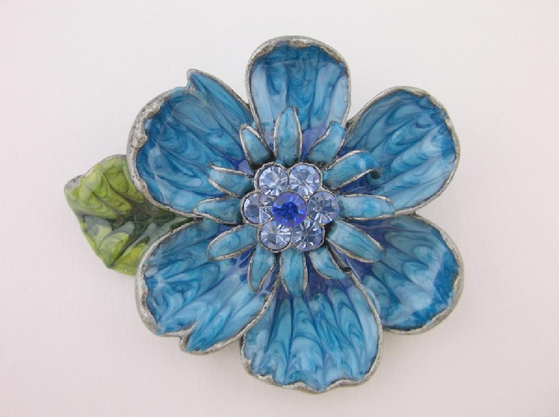Stunning Large Enameled Rhinestone Flower Brooch (1 of 1)