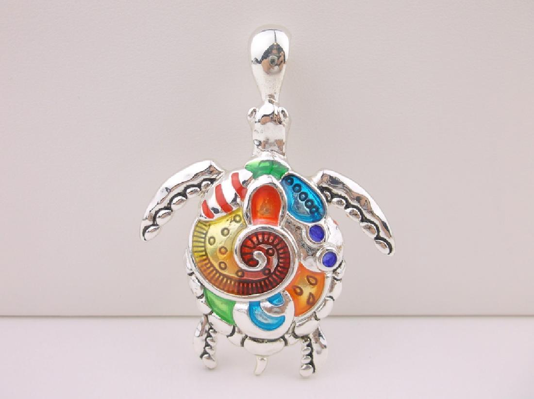 Stunning Enameled Turtle Pendant (1 of 1)