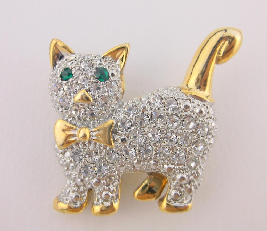 Stunning Rhinestone Kitty Cat Brooch (1 of 1)