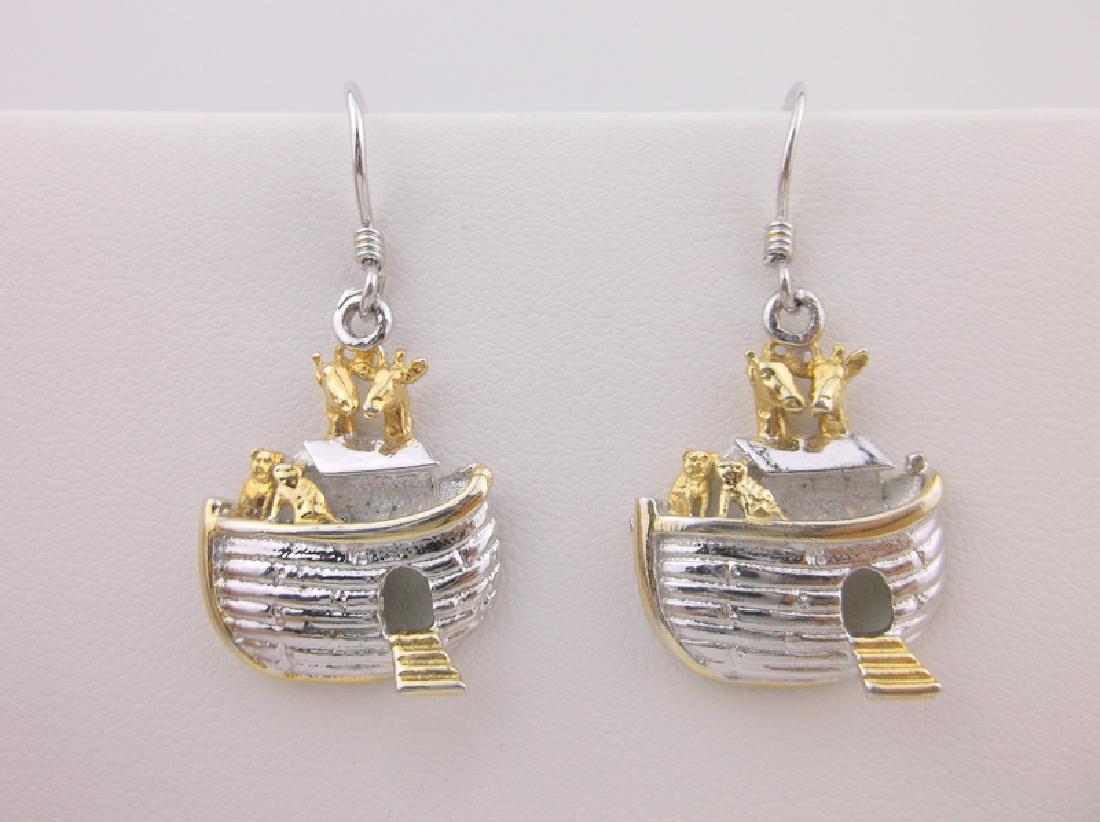 Stunning Vint Sterling Noahs Ark Animal Earrings (1 of 1)