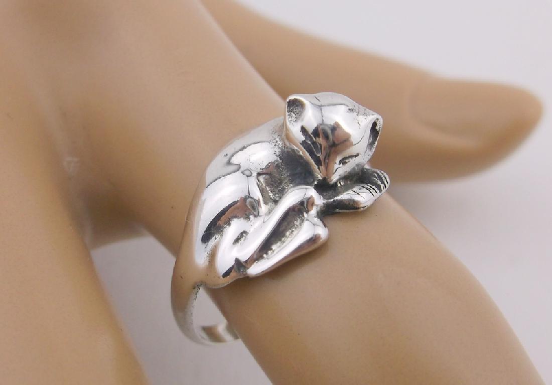Stunning Vint Sterling Sleeping Cat Ring 7.5 (1 of 1)